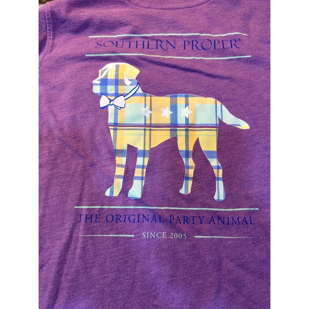 southern proper purple pocket tee with dog medium